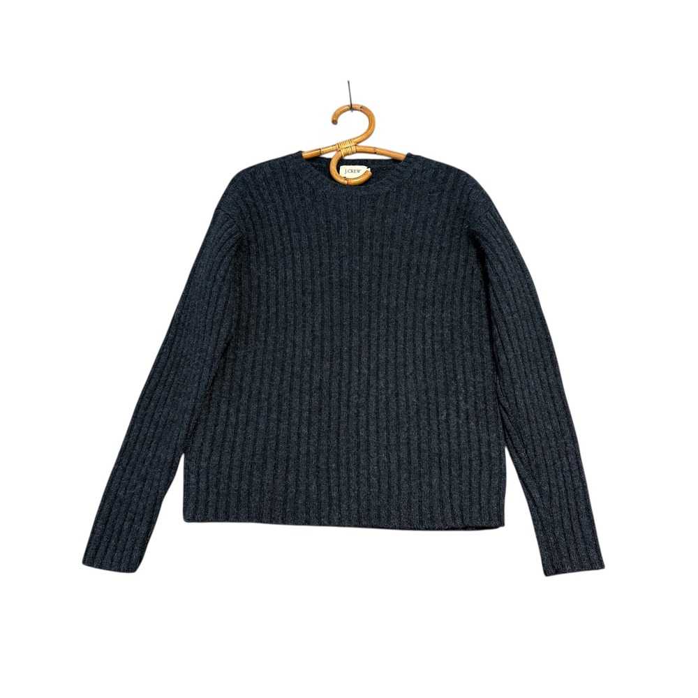 J.Crew‎ | Heathered Navy Ribbed Wool Sweater Size L